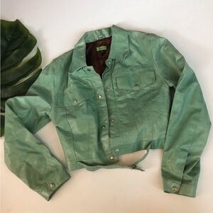 John Carlisle green leather jacket small